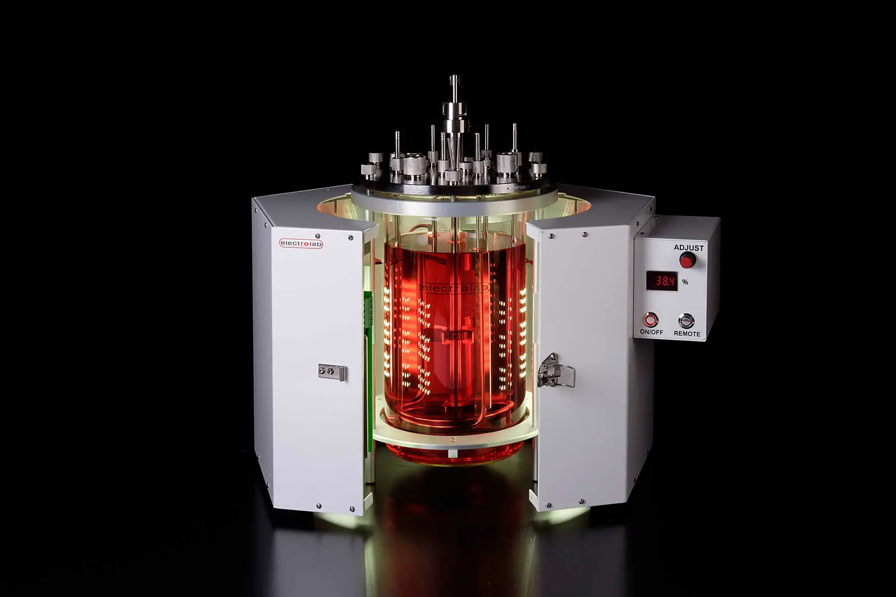 Photobioreactor unit partly opened showing a vessel